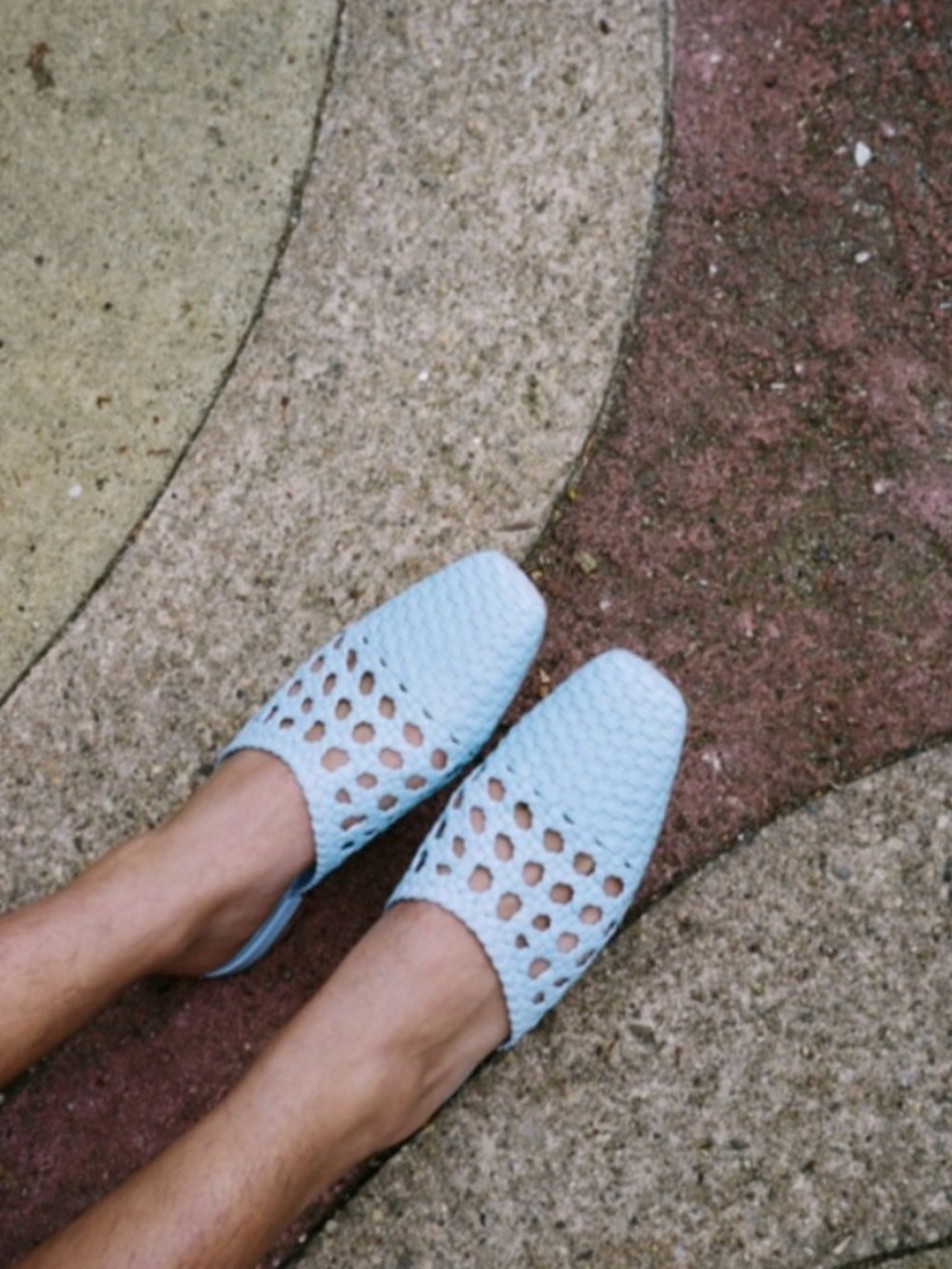 LOQ Marti Woven Leather Mules Celeste Blue EU40
